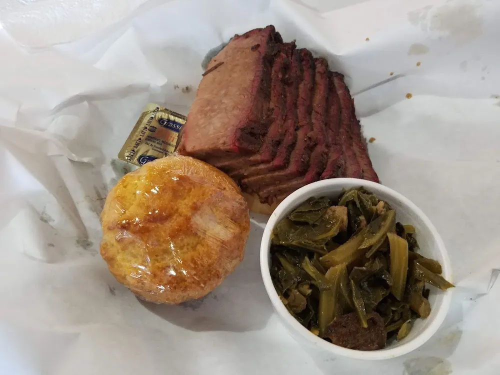 Brisket Cornbread and Collard Greens