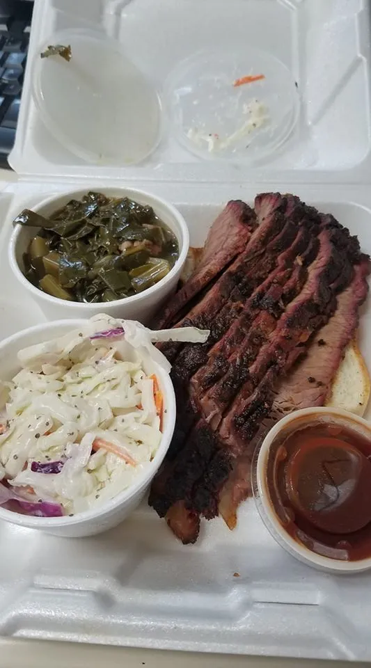 Brisket with Greens and Coleslaw